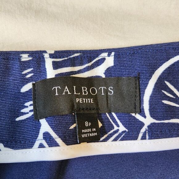 NWOT Talbots 8P Navy White Floral Mini Skirt Cotton Stretch Nautical Coastal - Picture 3 of 6